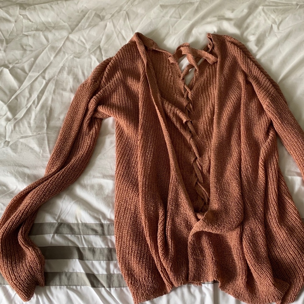 Pink Cardigan with Braided Back